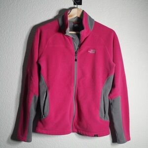 North Face Jacket Women’s Pink Fleece Full Zip Sweater Outdoor Warm Size Medium